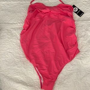 Pink boohoo maternity swimsuit